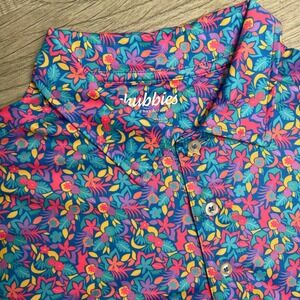 Chubbies Mens Small Performance Polo Tropical Floral Polyester Short Sleeve